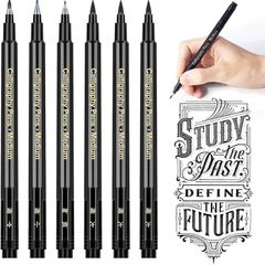 Calligraphy Pens Calligraphy set for Beginners Brush Pens - APOGO 6 Pack Caligraphy Beginners set Caligraphy Pens for Writing, Calligraphy Book, Bullet Journal Accessories, Black Pen Art Writing pens
