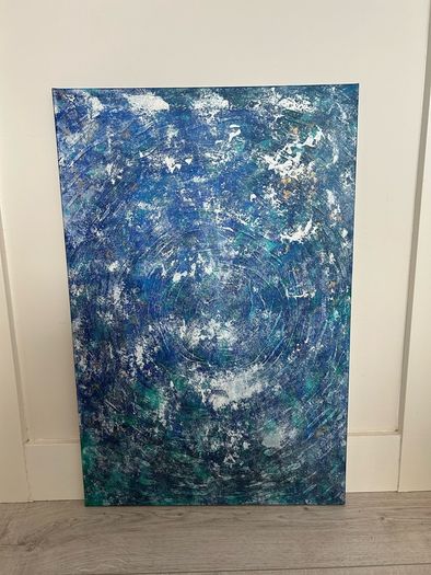 Unique abstract blue painting