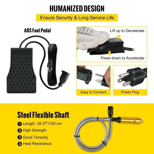 Flex Shaft Grinder 780W Rotary Tool 500-23000RPM Rotary Carver with 1/4" 3-Jaw Chuck & Stepless Speed Foot Pedal Hanging Grinding Machine 131PCS Accessories for Jewelry Polishing Grinding DIY