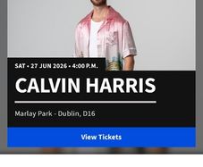 Calvin Harris Ticket 27th June