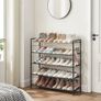 NEW SALE | 5-Tier Shoe Rack, Metal Shoe Shelf, Oxford Fabric Shelves, for 20-25 Pairs of Shoes, 29 x 89 x 92.5 cm, 4 Hooks, Open Shoe Cabinet for Hallway Bedroom, Rustic Brown and Black Image 5