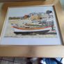 Vintage Algarve Framed Print. Portugal Harbour. Fishing Boats with gold Frame. Image 3
