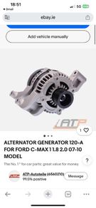 Alternator Generator 120-a For Ford C-max 11.8 2.0 07-10 Model