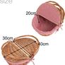 Oval Country Style Wicker Picnic Basket with Folding Handles & Liners for Picnics, Parties and BBQs - 40cm L x 30cm W x 20cm H (FREE POSTAGE) Image 2