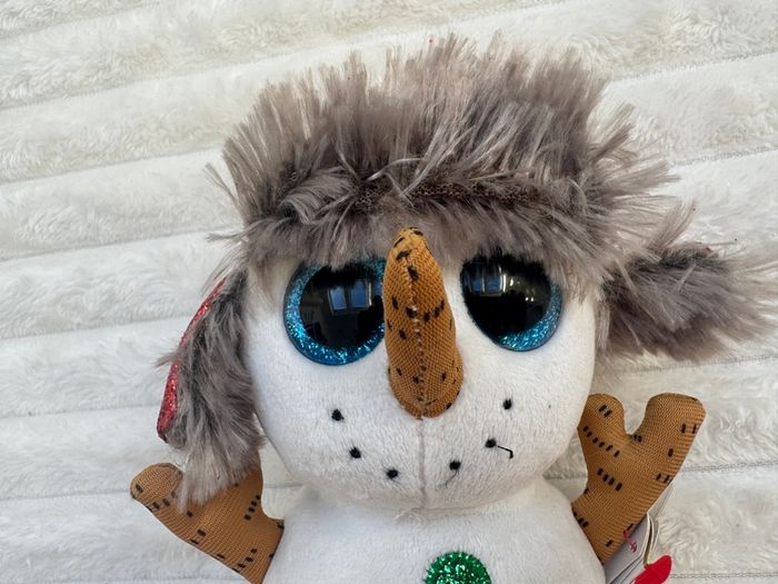 Ty Beanie Boo Buttons the Snowman approx. 6" Plush Dirty Please see photos