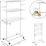 NEW SALE | 3 Tier Clothes Airer, Foldable Clothes Horse with 2 Wings, Rolling Clothes Drying Rack Image 4