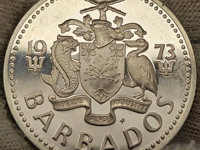 Barbados 1973 Silver Proof Five 5 Dollars