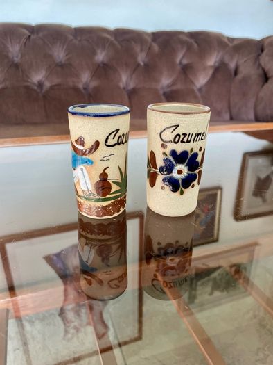 Stoneware Tequila Shot Glasses Tonala Mexico