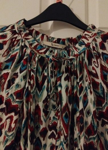 Loose peacock top, Tu, size 12