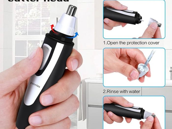 Ear and Nose Hair Trimmer Clipper, 2022 Professional Painless Eyebrow & Facial Hair Trimmer for Men Women, Battery-Operated Trimmer with IPX7 Waterproof, Dual Edge Blades for Easy Cleansing (FREE POSTAGE)