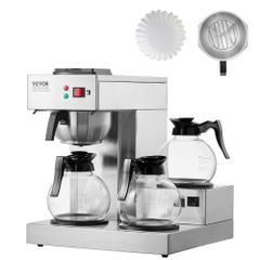 12 Cups Commercial Drip Coffee Maker, Coffee Maker Machine with 3 Glass Carafes and 3 Warmer