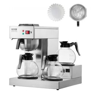 12 Cups Commercial Drip Coffee Maker, Coffee Maker Machine with 3 Glass Carafes and 3 Warmer