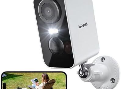 2K Wireless Security Camera Outdoor Colorful Night Vision, Rechargeable Battery CCTV Camera Systems, WiFi Home, Motion Detection, Siren Floodlight, Voice Intercom, Remote Access
