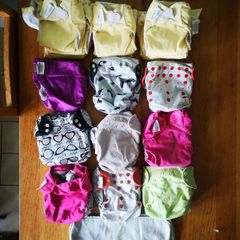 Cloth nappies, Training pants, bum genius, and others, 25 in all.