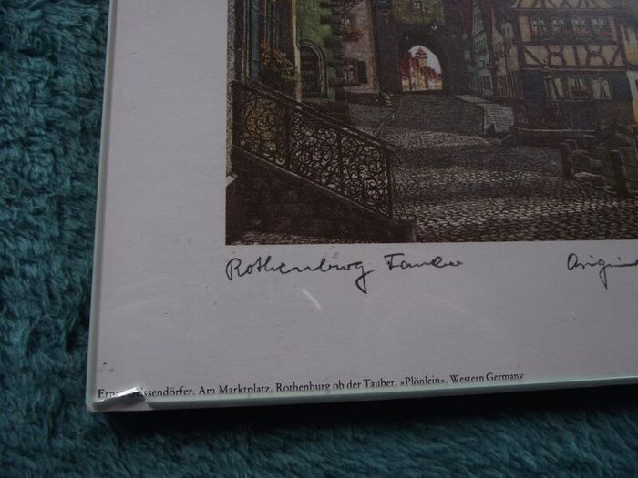 8 X Signed etchings of Rothenburg W. Germany by Ernst Geissendorfer - Circa 1950's
