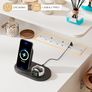 Dressing Table with LED Mirror, Vanity Desk with 3 Lighting Colours Mirror and Power Strip, Makeup Table Storage Set for Bedroom with 2 Drawers, 9 Open Shelves and Hair Dryer Holder, White Image 3