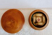 Antique French Turned Wood &amp; Incased in Glass Reglious Travel Relic Box