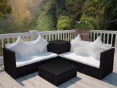 4 Piece Garden Lounge Set with Cushions Poly Rattan Black