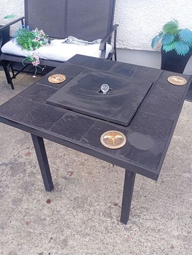 Gas patio heater table