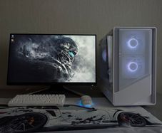 Full Setup Custom White Gaming PC | AMD  Ryzen 5 5500 + RTX 3050 8GB | MSI 24" FHD 100Hz |