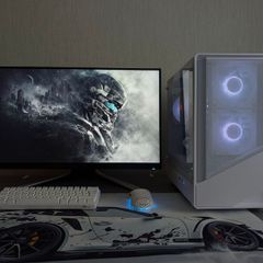 Full Setup Custom White Gaming PC | AMD  Ryzen 5 5500 + RTX 3050 8GB | MSI 24" FHD 100Hz |