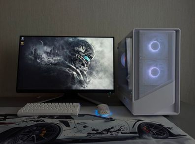 Full Setup Custom White Gaming PC | AMD  Ryzen 5 5500 + RTX 3050 8GB | MSI 24" FHD 100Hz |