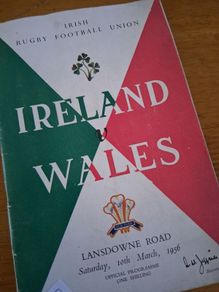 Rare 1956 Ireland Wales Rugby Programme