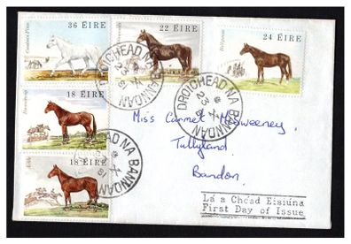 1981 Ireland Fauna & Flora Horses Commemorative Stamps Plain First Day Addressed Cover (FDC) with Bandon Cancel