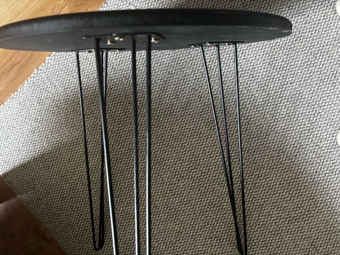 Black Round Side / Lamp Table with hairpin legs