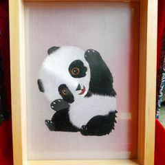 Handmade double-sided silk embroidery Giant Panda table screen home decor Unique gift Suzhou embroidery