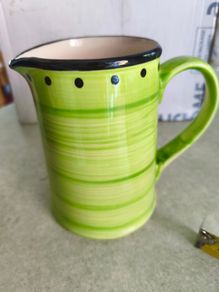 Green Jug by Genuine Hand painted cookwar Freezer Proof, Dishwasher, Microwave and Oven Safe. Made in U.K. by ULSTER CERAMICS