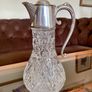 Antique Vintage Silver Plated Crystal Glass Claret Jug Pitcher Image 2