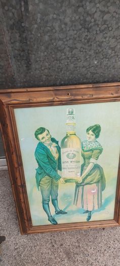 framed advertising Alderdice & Duncan ,newery ireland irish whiskey, few marks on picture,sold as seen ,nice in any home bar or man cave pub restaurant etc,,cme from closed down pub, abit faded etc ,see pictures for condition, sold as seen