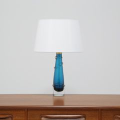 Vintage Blue & Clear Glass Table Lamp by Carl Fagerlund for Orrefors, Sweden, 1960s