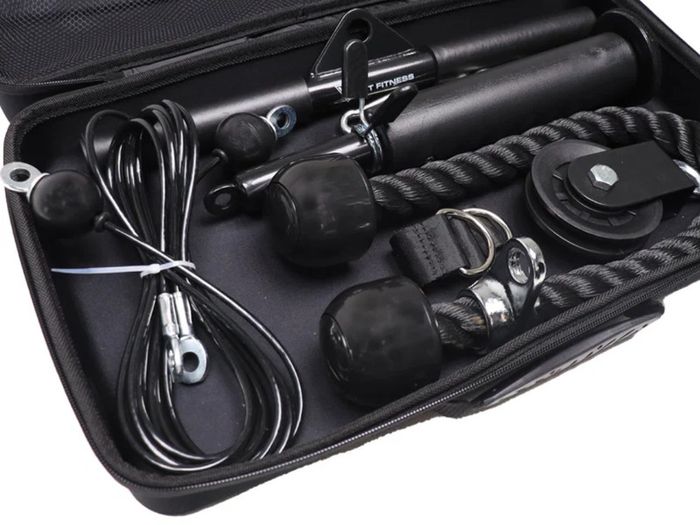 Complete Home Gym Bundle - Power Tower, Folding Bench, Dumbbell Set, Pump Barbell & Cable System