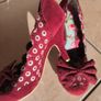 Irregular choice funky velvet bow shoes 4 4.5 wine kitten heel Image 8