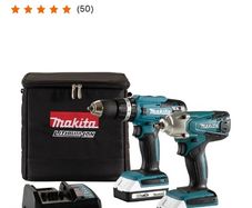 Makita 18V Li-ion Brushed Cordless Combi drill & impact driver (2 x 2Ah