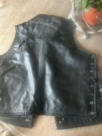 Men's Biker style leather waistcoat