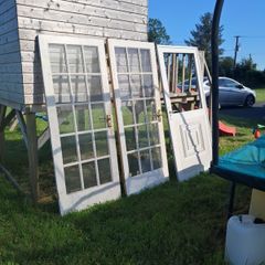 Teak doors x2 and x1 Aluminium door