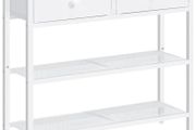Console Table, Slim Console Table with 2 Non-woven Drawers, Hallway Table with Storage, Slim Sofa Table for Small Spaces, Living Room, White