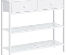 Console Table, Slim Console Table with 2 Non-woven Drawers, Hallway Table with Storage, Slim Sofa Table for Small Spaces, Living Room, White