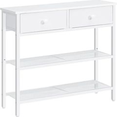 Console Table, Slim Console Table with 2 Non-woven Drawers, Hallway Table with Storage, Slim Sofa Table for Small Spaces, Living Room, White