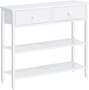 Console Table, Slim Console Table with 2 Non-woven Drawers, Hallway Table with Storage, Slim Sofa Table for Small Spaces, Living Room, White