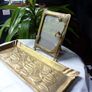 Original Art Nouveau Brass Dressing Table Pieces. Photo Frame and Repousse Tray Image 2
