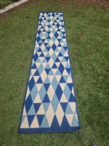 long blue cream runner rug