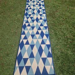 long blue cream runner rug