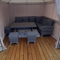 outdoor table and chairs . Gazebo available.