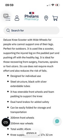 Knee Scooter with Pumped Wheels - perfect condition