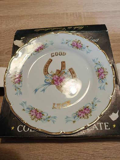 Vintage Bohemian Porcelain Collectors Plate Good Luck