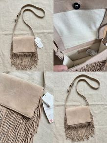 BNWT Zara Split Suede Fringed Crossbody Bag